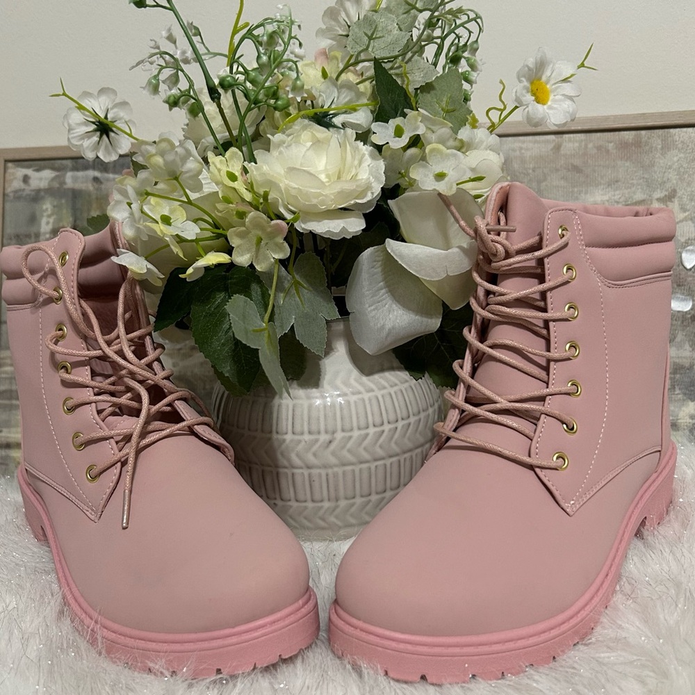 Rouje Blush Pink Combat Boots